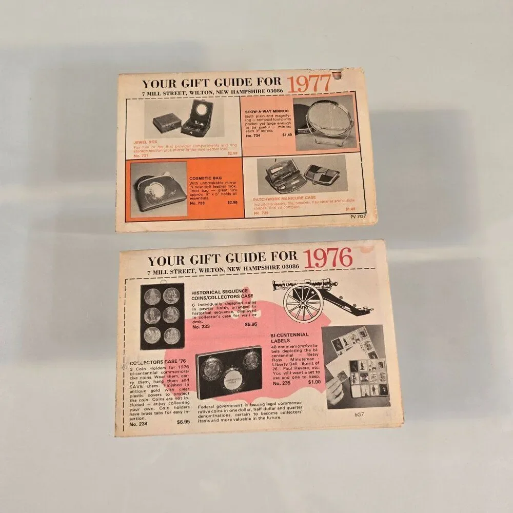 1976 - 1977 Mail Order Gift Guides Leaflets 7 Mill Street Wilton New Hampshire